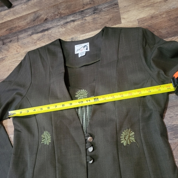 Vintage Majuar 3-Piece Ruched Tank Embroidered Blazer & Trouser Set Size 34 - Picture 14 of 16